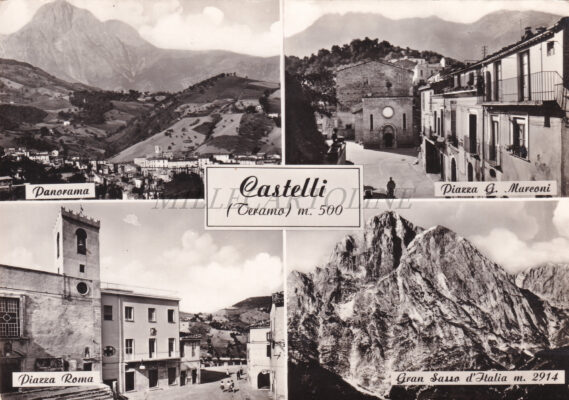CASTELLI (Teramo) : 4 Vedute (Panorama, Piazza Marconi, Piazza Roma, Gran Sasso) 1965