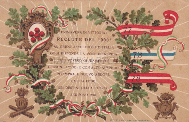 CLUSONE (Bergamo) 1918 Comitato per festeggiamenti alle reclute del 1900