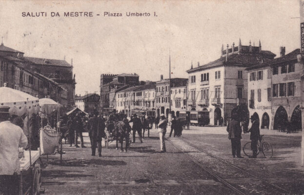 SALUTI DA MESTRE - Piazza Umberto I - Gelatai - Tram