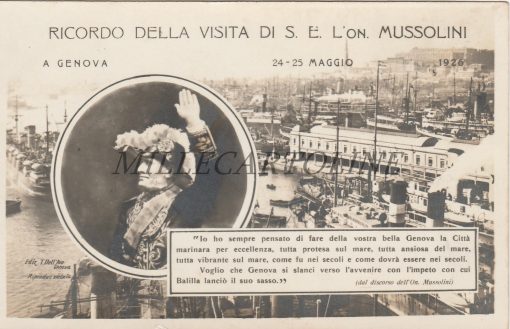 Cartolina FASCISMO Ricordo della Visita di Mussolini a Genova